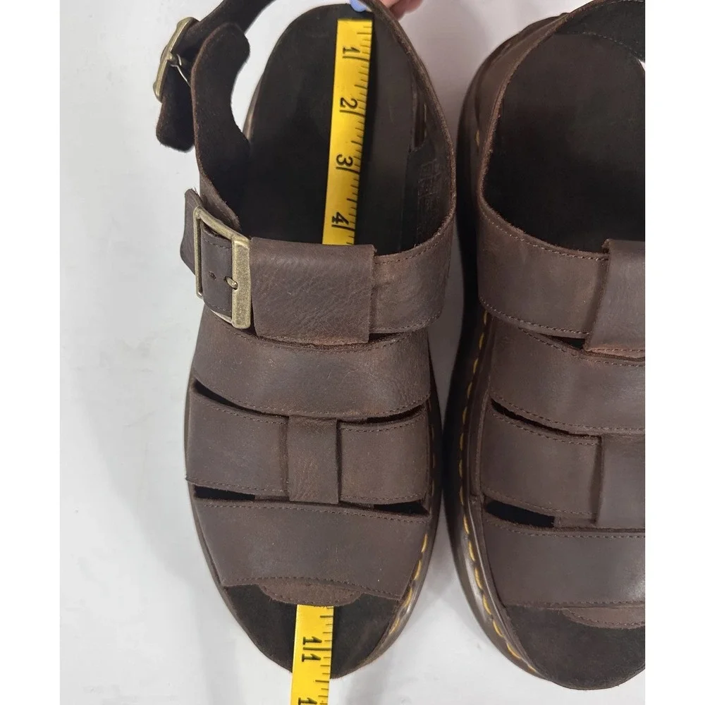 Dr Martens Flash Fisherman Sandals Mens 10 Brown Leather Chunky Buckle Y2K